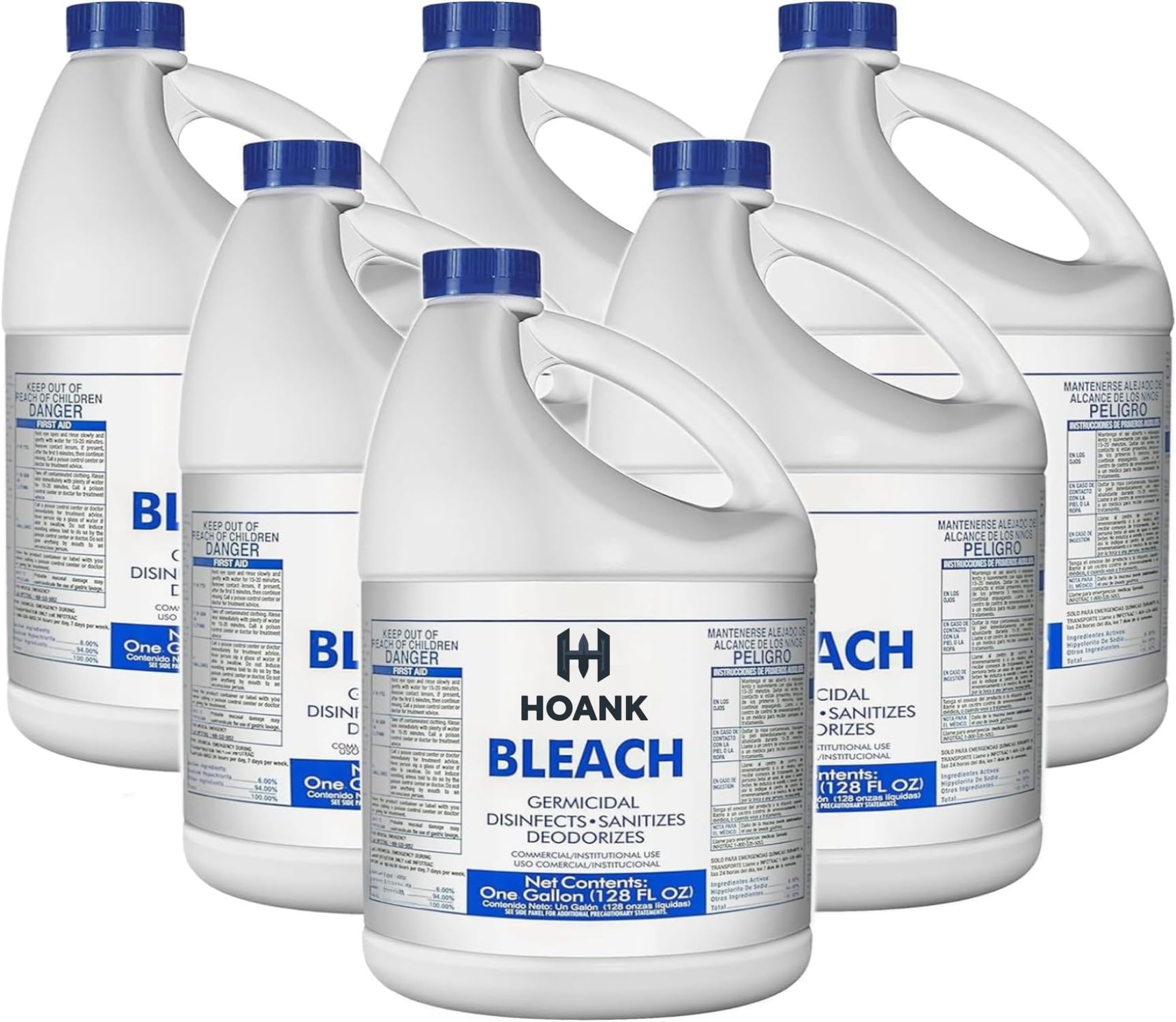 (6 Gallons) - Liquid Chlorine Bleach, for Laundry, Household and Commercial Cleaning, Multipurpose Cleaner, 1 Gallon Jugs. Ready to Use.