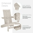 thumbnail image 3 of DuroGreen Aria Adirondack Chair Set Made With All-Weather Tangent Sustainable Lumber, 2 Chairs, 1 Side Table, Oversized, High End Patio Furniture for Porch, Lawn, Deck, No Maintenance, Paper Birch, 3 of 7