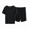 thumbnail image 4 of Sakmal Cooling Summer Pajamas for Women Set Black Shorts and T-Shirt Short Sleeve Soft Sleepwear Set Solid Crew Neck Pajamas, 4 of 5