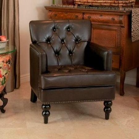 Malone Leather Club Chair Brown - Christopher Knight Home