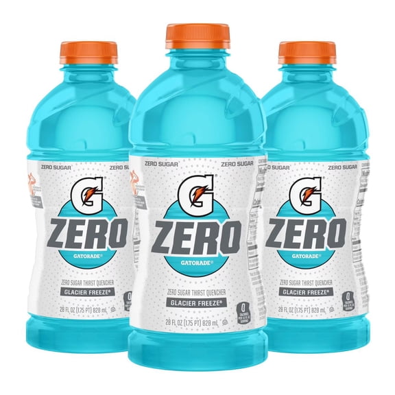 Thirst Quencher for Gatorade Zero Sugar Glacier Freeze Thirst Quencher, 28 Fl Oz Bottle (Pack of 3)