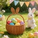 thumbnail image 5 of Cesta De Plástico Cesta de Pascua de plástico con forma de conejito de café, bolsa de almacenamiento para colgar en la pared, para flores, juguetes y decoración (marrón café) Rkxzt, 5 of 6