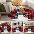 thumbnail image 5 of Round Rugs 8Ft, Red Black Plaid Snowman Christmas Round Area Rug Washable Indoor Throw Carpet, Xmas Snowflake Birds Large Non Slip Circle Rug for Kids Room RV Home Decor Aesthetic, 5 of 8
