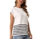 thumbnail image 4 of INSPIRE CHIC Suéter sin mangas de cuello redondo a rayas para mujer, chaleco casual de manga corta, pulóver de punto acanalado, tops de tanque M blanco, 4 of 6