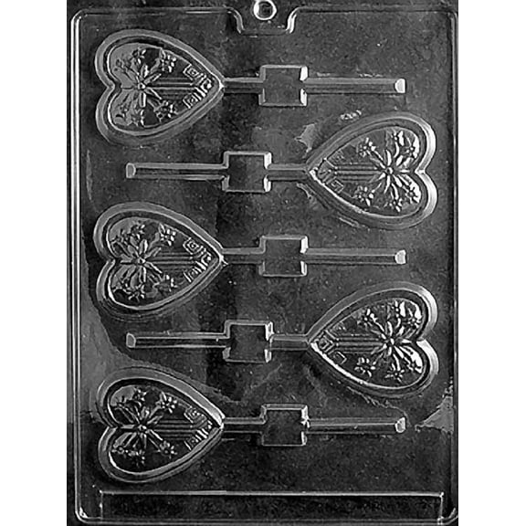 Grandmama's Goodies Valentine's Day V027 Starburst Heart Lollipop Sucker Chocolate Candy Soap Mold with Exclusive Molding Instructions