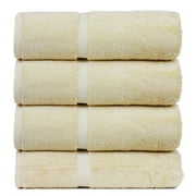 Luxury Hotel & Spa Towel 100% Genuine Turkish Cotton Bath Towels - Beige - Dobby Border - Set of 4