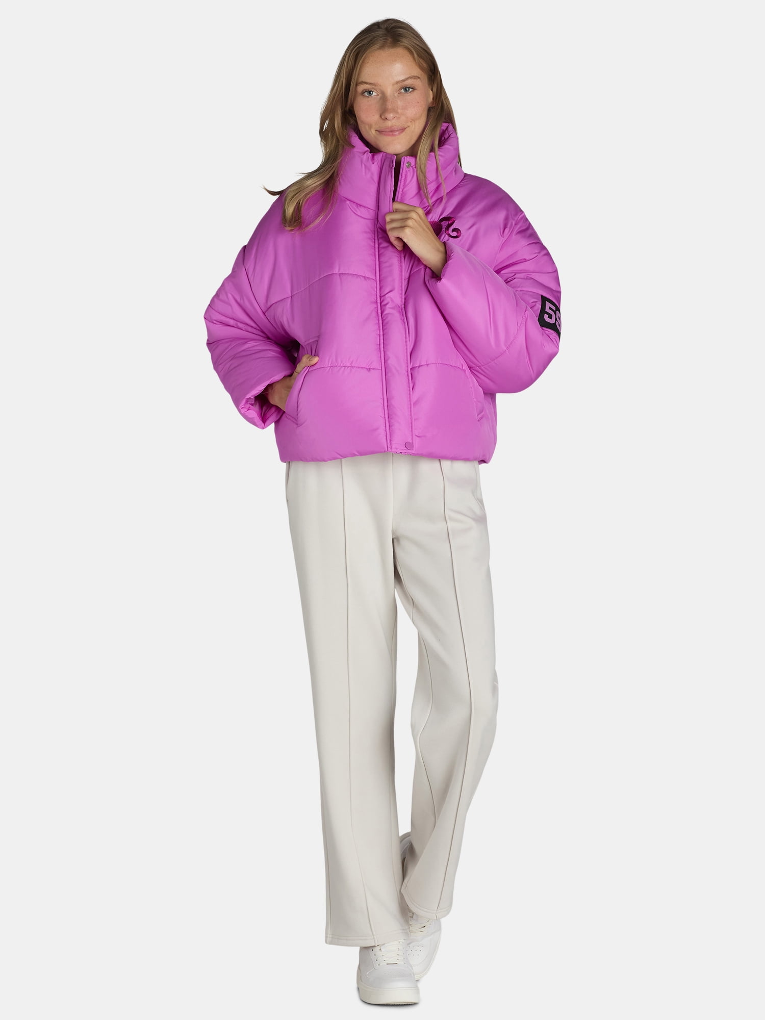 Barbie Women’s Quilted Puffer Jacket, Sizes XXS-2XL