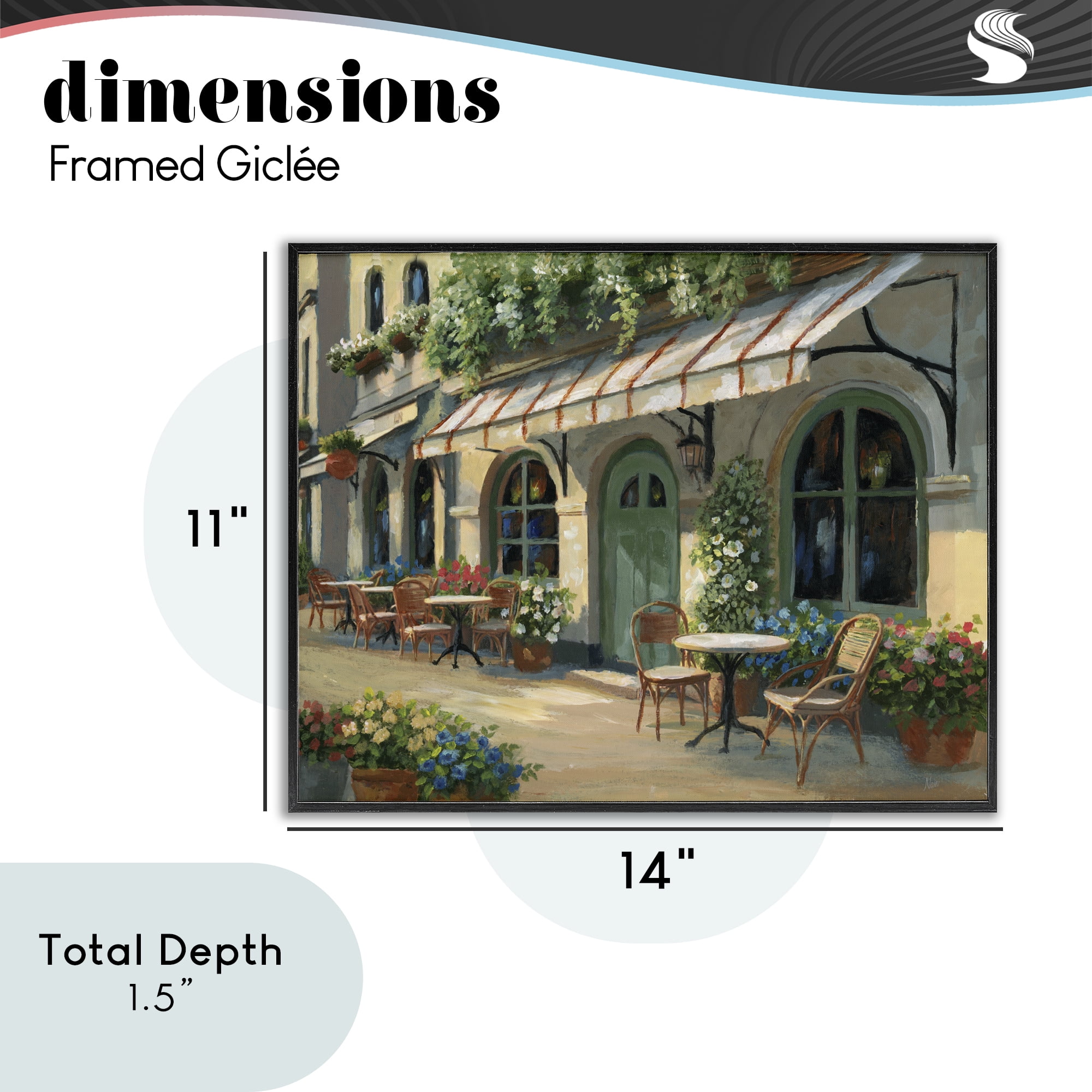 Stupell Industries Cozy Cafe Sunlit Patio Black Framed Giclee Art, design by Nan