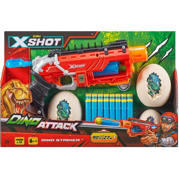 Zuru XShot Dino Attack Dino Striker Foam Dart Blaster (16 Darts, 4 Eggs)