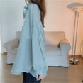 thumbnail image 4 of Women Lapel Button Down Long Sleeve Shoulder Sheer Mesh Blouses Shirt Top Long Sleeve Cardigan Outwear Daily Wear, 4 of 9