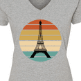 thumbnail image 4 of Inktastic Paris Eiffel Tower Retro Sunset Women's V-Neck T-Shirt, 4 of 5