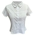 thumbnail image 5 of DuoJiaJ Women's Pure Color Casual Collar Button Up Short Sleeve Shirt Women's Work Shirts White S, 5 of 5