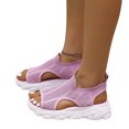 thumbnail image 5 of Fesfesfes Flats Women Muffin Sandals Causal Summer Open Toe Platform Sandals Shoes Breathable Muffin Sandals With Contrast Inserts And Lace-Up Cutouts For Women 8.5(41), 5 of 5