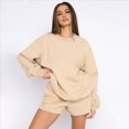 thumbnail image 4 of Suéteres de Cuello Redondo de de Gran Tamaño para Mujer, Tops Bonitos para Otoño e Invierno, Ropa Preppy para Chicas Adolescentes Albaricoque XL, 4 of 8