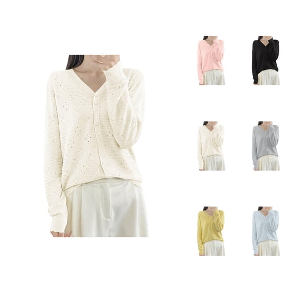Lightweight Knit Cardigan Cozy Hollow Out Long Sleeve Outerwear For Comfort And Style Cardigan Sweaters for Women