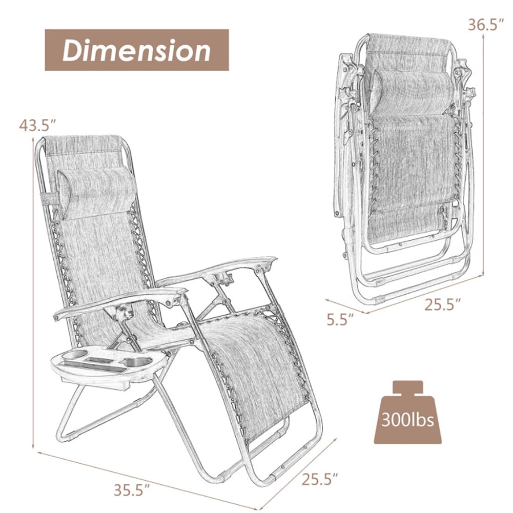 Aimee Lii Outdoor Folding Zero Gravity Reclining Lounge Chair with Utility Tray, Outdoor Patio Furniture, Brown Aimee Lii Outdoor Folding Zero Gravity Reclining Lounge Chair with Utility Tray, Outdoor Patio Furniture, Brown