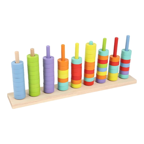 Juguete de madera para clasificar colores y apilar, juego de conteo interactivo para el desarrollo. 7 colores