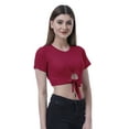 thumbnail image 4 of Moomaya Haut Court Noué devant pour Femmes Manches Courtes Col Rond Tee-Shirt Noué, 4 of 7