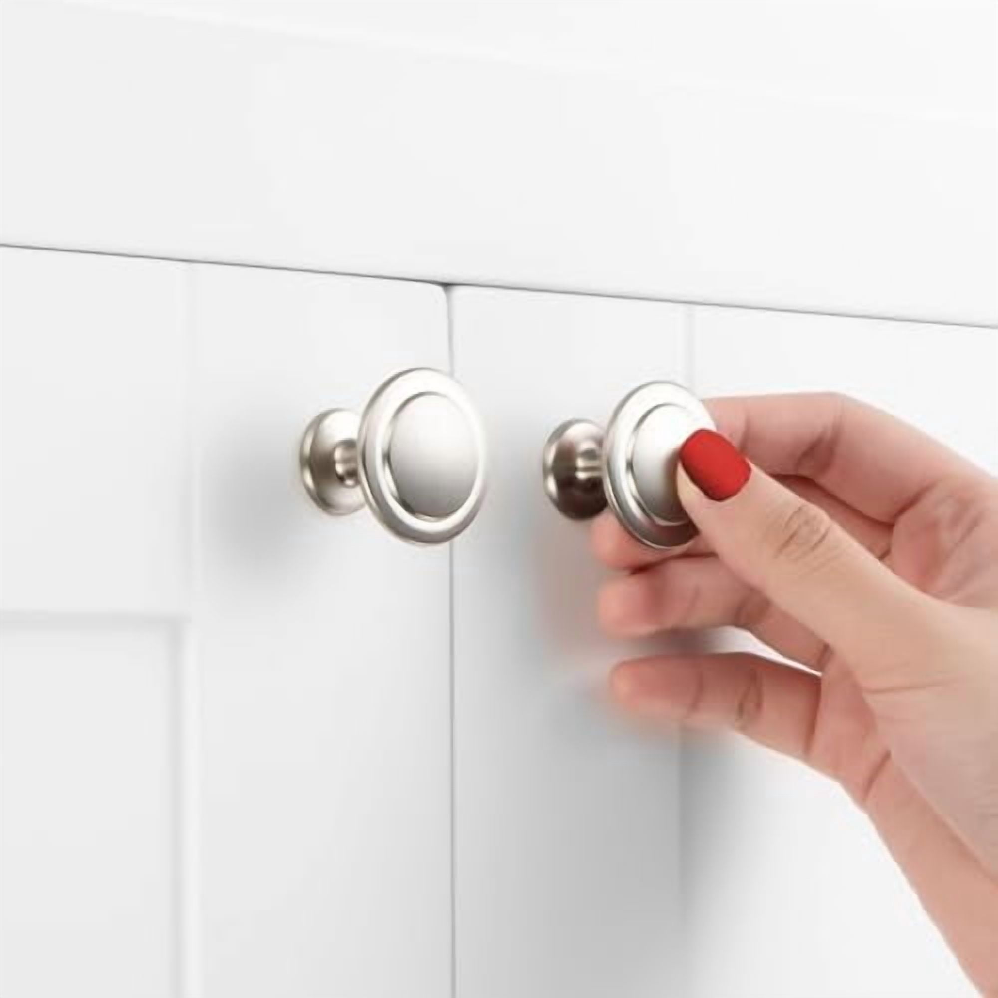 Brushed Nickel Cabinet Knobs Nickel Drawer Knobs, 10 Pack 1-1/4 Inch, 8222 Round Single Hole Cabinet Pulls for Kitchen Cabinets Drawers Bedroom Dresser Cupboard Bathroom Vanity