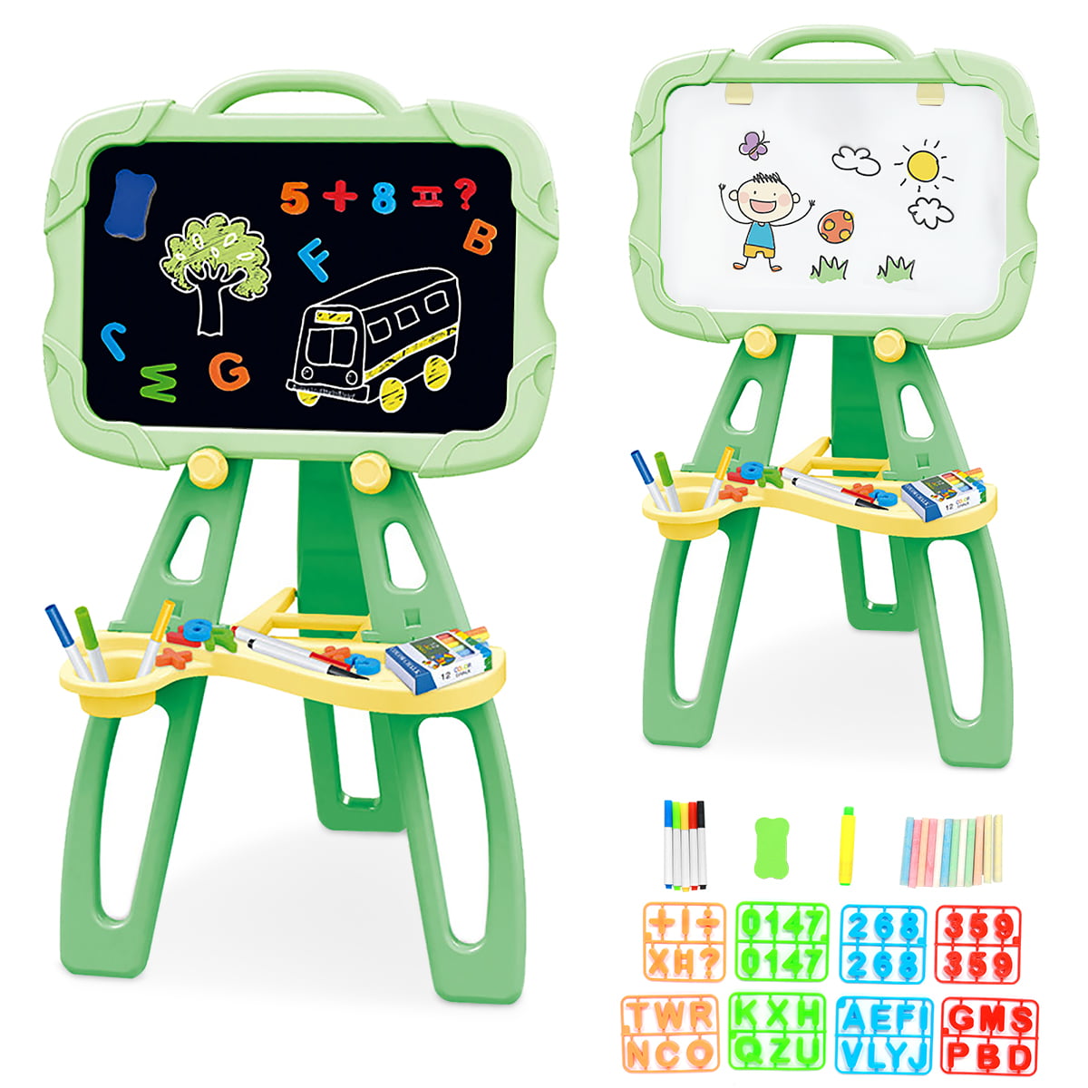 Details about   Kids Double-sided Magnetic Standing Art Easel Drawing Chalkboard Whiteboard US 