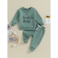 thumbnail image 2 of Bagilaanoe 2PCS Baby Girl Pants Set Toddler Letter Print Long Sleeve Sweatshirt Pullover Tops + Drawstring Sweatpants 6M 12M 18M 24M 3T 4T Kids Casual Sweatsuits, 2 of 9