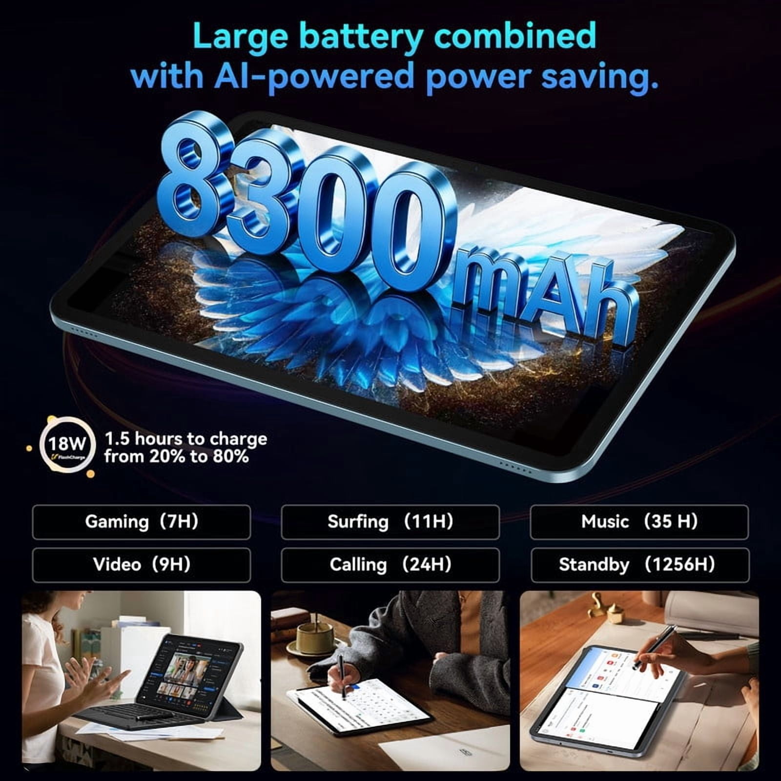 Blackview OSCAL 2026 13.4" AI Tablet, Android 16, 24GB RAM 256GB ROM, 1TB Expand, T7280 Octa-Core CPU, 8+16MP Camera, 8300mAh, 5G Wifi, Gemini Al Tablet with Keyboard & Mouse, Blue