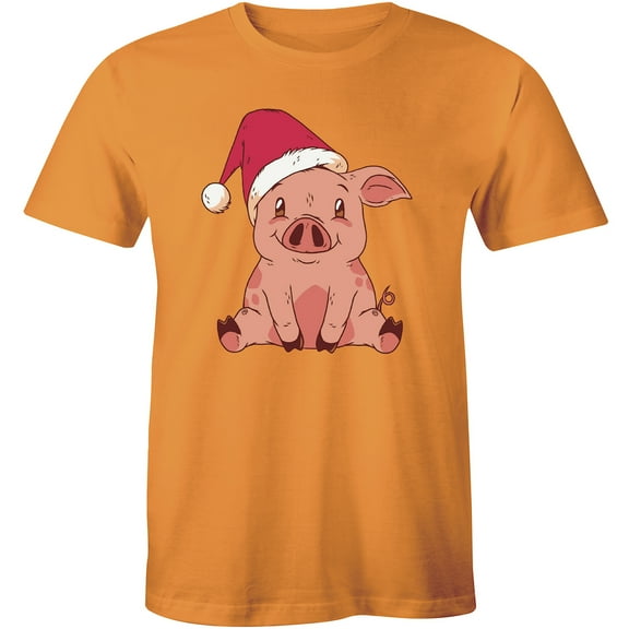 Adorable Pig Santas Red Cap Funny Christmas Holiday For Men Gift T-Shirt