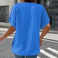 thumbnail image 5 of Endives Womens Linen T Shirt Casual Solid Color Button V Neck T Shirt Plus Size XL-5XL Blue, 5 of 5