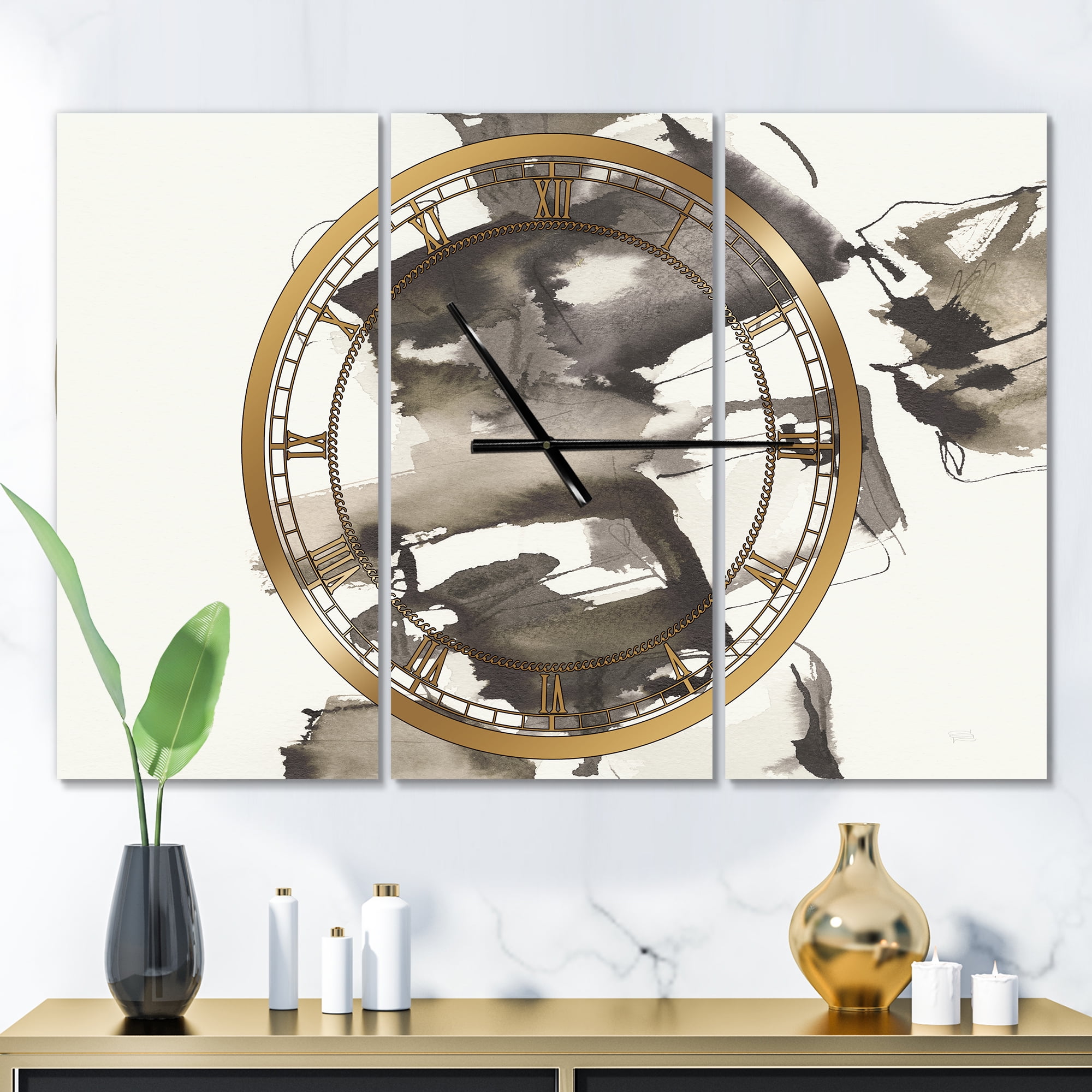 Designart 'Geometric Glam Square II' Modern wall clock