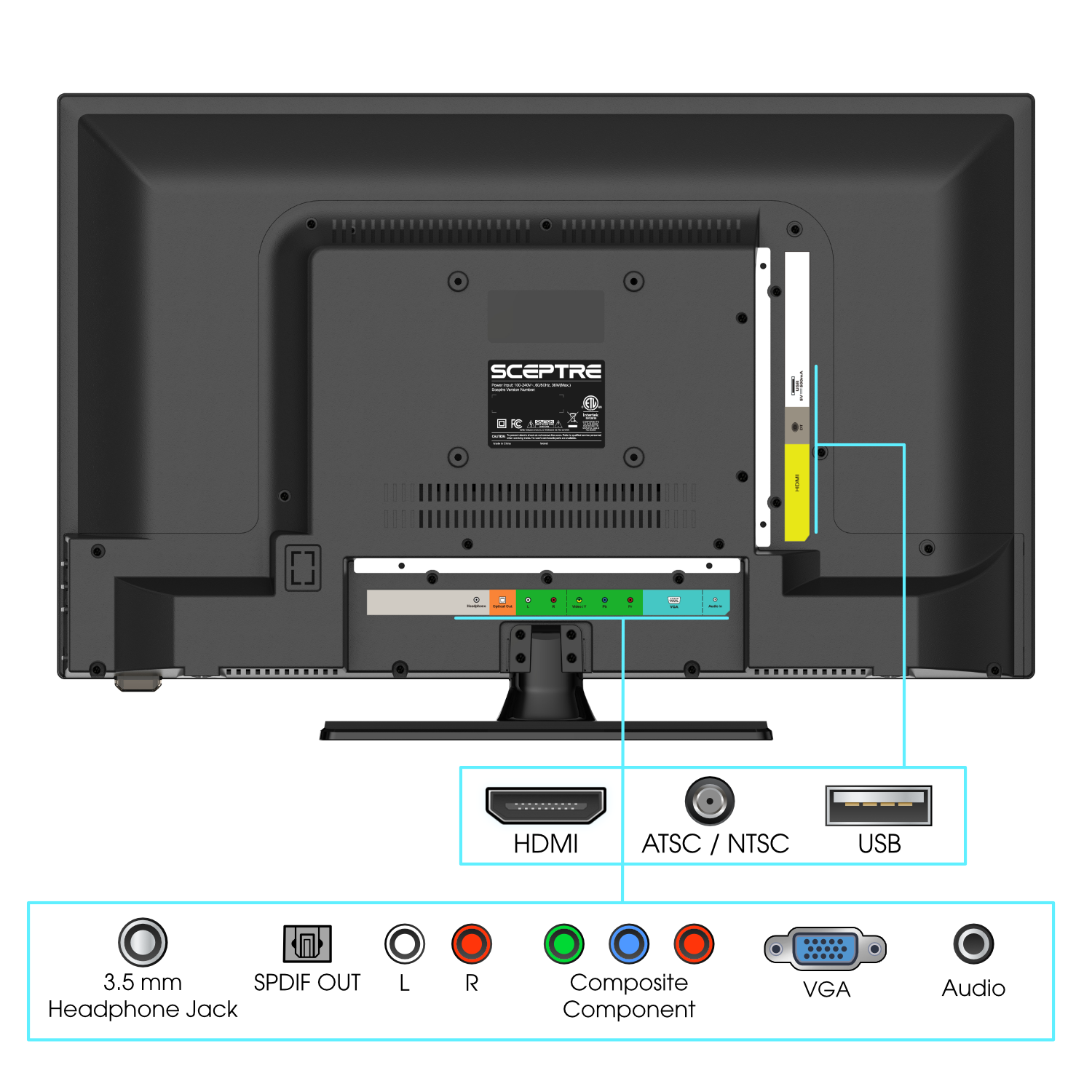 Sceptre 24" Class 1080P FHD LED TV E246BV-F - image 3 of 10