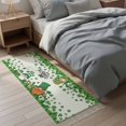 thumbnail image 4 of Area Rug with Tassels 2' x 5', Happy St. Patrick's Day Clovers Gnome with Hat Kitchen Runner Rug for Hallway Bedroom Throw Rugs, Green Plants on White Soft Door Mat for Bathroom Entrance Living Room, 4 of 9