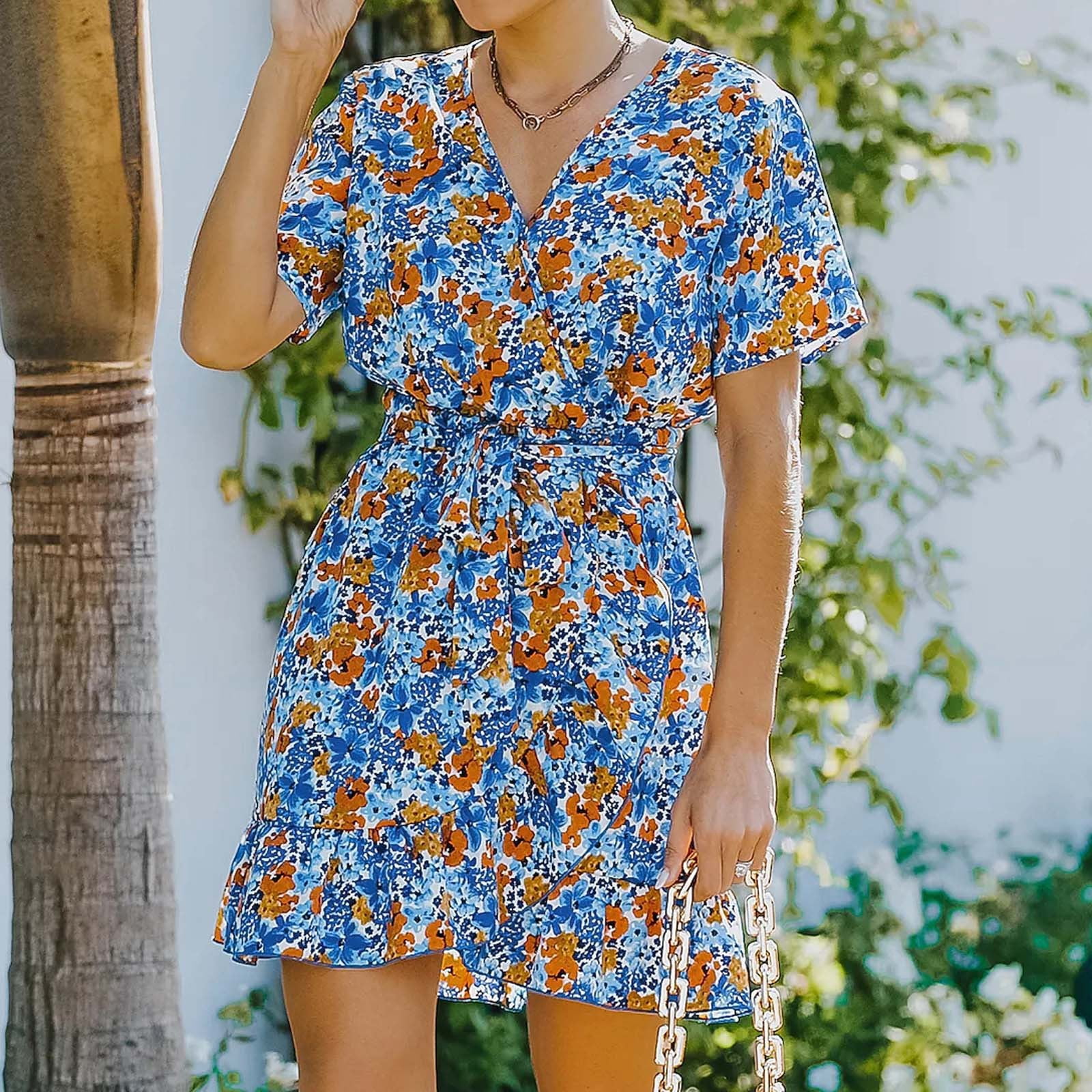 Women 2022 Women Casual Print V-Neck 