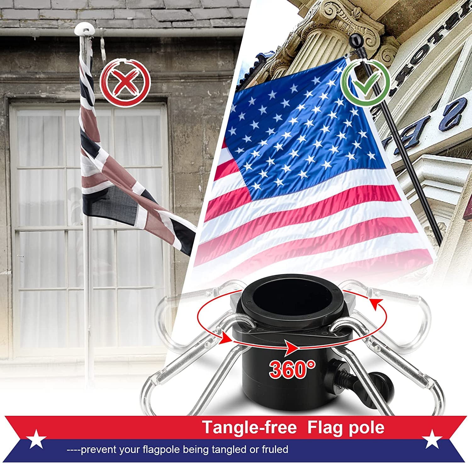 2PCS Flag Pole for Outside House, 2 Angle Bracket for Grommet Flags,Banner,Garden Flag,for Outdoor Porch,Yard