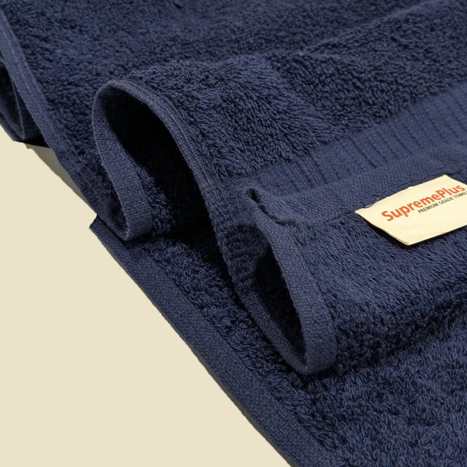 SupremePlus Premium 500 GSM 24” x 50” 100% Ring Spun Cotton Bath Towels, Navy Blue 4 Count