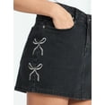 thumbnail image 2 of Madden NYC Women's Embroidered Bow Denim Skirt, Sizes XXS-XXL, 2 of 5