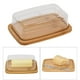 thumbnail image 4 of plato de mantequilla,Mantequilla de mantequilla Caja de vidrio Tapa Tapa Bandeja de bambú,Placa de plato de mantequilla de bambú con tapa.,Placa de pastel de postre de contenedor de alimentos, 4 of 9