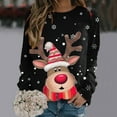thumbnail image 2 of HNMKIU Chandail en Molleton Col Rond Femme Joyeux Noël Imprimé Col Rond Chandail Manches Longues Décontracté, 2 of 4
