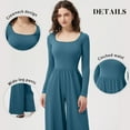 thumbnail image 5 of OQQ Women's Jumpsuits Dressy One Piece Outfits Long Sleeve Crew Neck Casual Wide Leg Pants Jumpsuits, 5 of 7
