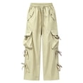 thumbnail image 3 of TIREOW Girls Cargo Sweatpants Elastic Waist Wide Leg Cargo Sweat Pants Baggy Casual Lightweight Cargo Trousers with Multi-Pockets, 3 of 6