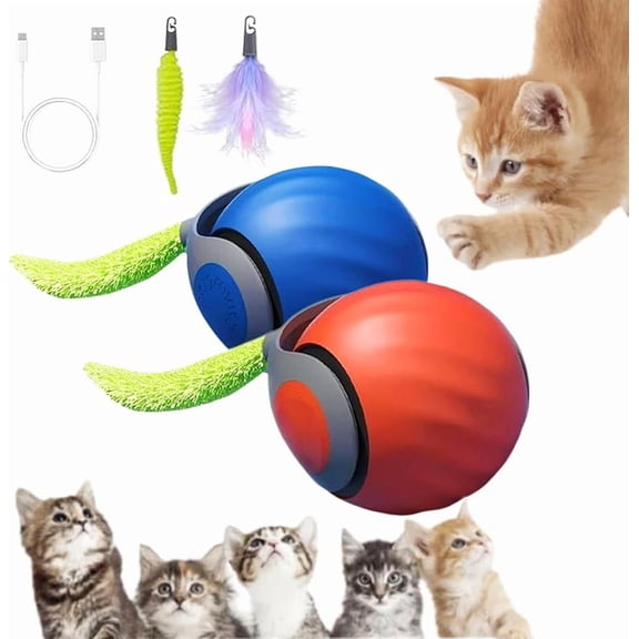 Wrongduck Speediest Tail 2.0 Interactive Cat Toy, Electric Rolling Ball for Indoor Cats with Adjustable Speed, Durable Rechargeable Smart Toy for Exercise, Play & Gifts