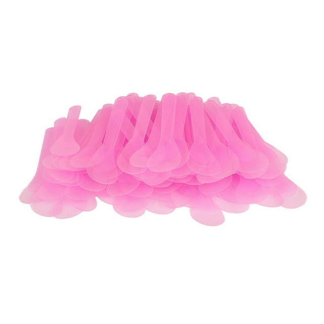 Paquete de 100 Cosmetic Spatula Cucharada Portátil Portátil Maquillaje Ojo Herramienta Mezcla Crema Facial Scoop Supply Piel Cuidado de la piel Accesorio Pink