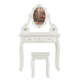 thumbnail image 4 of Hassch Vanity Set with Lighted Mirror and Stool, 23.6 Inch Makeup Dressing Table with 5 Storage Drawers for Small Space, White, 4 of 6
