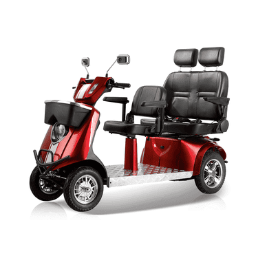 Mobility Scooter Secure 4-Wheel Foldable Mobility Scooter with Charger & Basket, Red