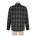 thumbnail image 5 of YFNNUP Men's Cotton Linen Plaid Shirts Long Sleeve Button Down Shirts Turndown Collar Pocket Work Shirts Loose Hiking Coat, 5 of 6