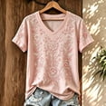 thumbnail image 2 of JULMCOMO Womens Breast Cancer Shirts V Neck Pink Floral Print Breast Cancer Awareness Shirts Short Sleeve Casual Comfy Graphic Tees Pink S, 2 of 3