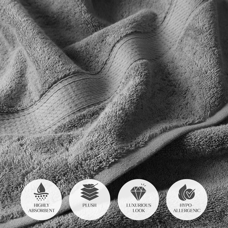 Superior 800 GSM Egyptian Cotton Heavyweight Bath Towel Set of 2, Charcoal