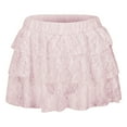 thumbnail image 4 of QHFBli Lace Skirts for Women Elastic Low Rise Layered Pleated Mini Skirt Summer Flowy Ruffle Short Skirt Streetwear, 4 of 6