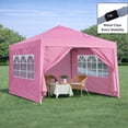 thumbnail image 2 of 10x10Ft Pop Up Gazebo Canopy Tent, Pink, with 4 Removable Sidewalls (2 with Windows, 2 with Zippers), 4 Weight Sand Bags & Carry Bag, Waterproof UV Protection Outdoor Canopy, 2 of 10