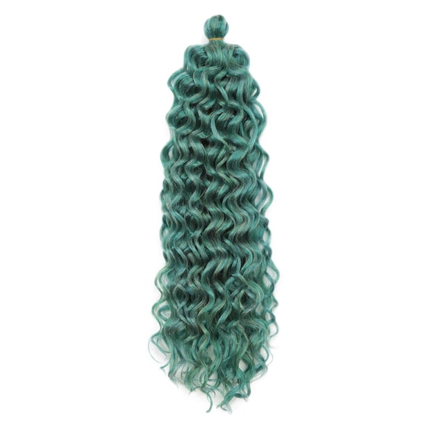 Xiao Hua Extensiones de cabello sintético trenzado de ondas profundas y rizado para mujer, de 24 pulgadas, color verde pavo real.