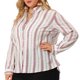 thumbnail image 2 of Women's Plus Size Shirts Stripe Printed Button Up Work Shirt Red White 3X, 2 of 7